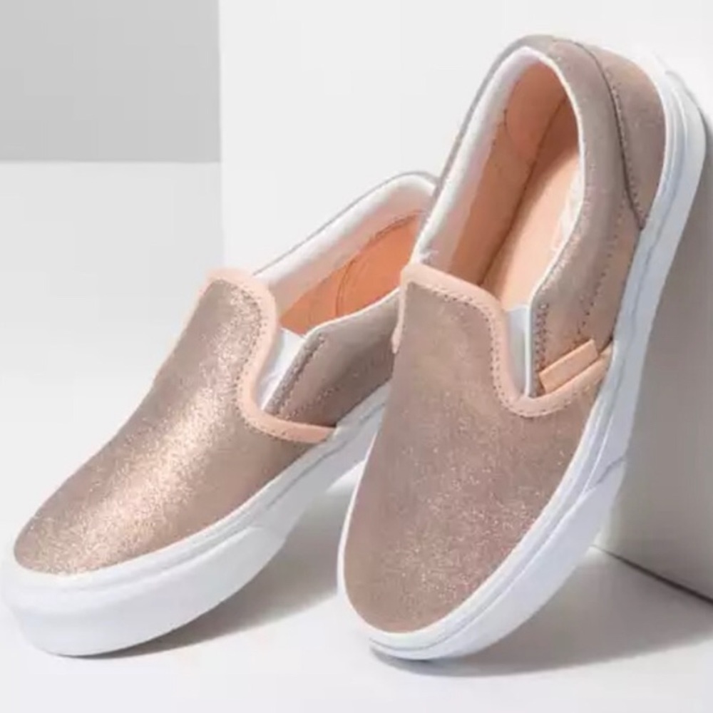 RARE NWOT Vans Rose Gold Slip Ons